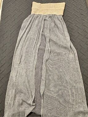 Elan Gray Maxi Swim Coverup with Cream Crochet Top